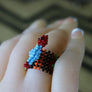 Art# K432 1 inch. Original Kayapo Traditional Peyote stitch Beaded Ring from Brazil