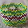 Art# K18 3+ inch. Original Kayapo Traditional Peyote stitch Beaded Bracelet from Brazil.
