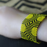 Art# K28 3+ inch Original Kayapo Traditional Peyote stitch Beaded Bracelet from Brazil.