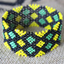 Art# K92 3.5+ inch Original Kayapo Traditional Peyote stitch Beaded Bracelet from Brazil.
