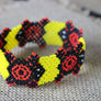 Art# K132 3.5+ inch Original Kayapo Traditional Peyote stitch Beaded Bracelet from Brazil.