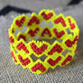 Art# K148 3.5+ inch Original Kayapo Traditional Peyote stitch Beaded Bracelet from Brazil.