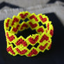 Art# K148 3.5+ inch Original Kayapo Traditional Peyote stitch Beaded Bracelet from Brazil.