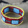 Art# K154 3.5+ inch Original Kayapo Traditional Peyote stitch Beaded Bracelet from Brazil.