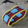 Art# K154 3.5+ inch Original Kayapo Traditional Peyote stitch Beaded Bracelet from Brazil.
