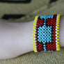 Art# K154 3.5+ inch Original Kayapo Traditional Peyote stitch Beaded Bracelet from Brazil.