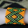 Art# K188 3+inch. Original Kayapo Traditional Peyote stitch Beaded Bracelet from Brazil.