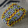 Art# K190 2.5+inch. Original Kayapo Traditional Peyote stitch Beaded Bracelet from Brazil.