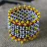 Art# K190 2.5+inch. Original Kayapo Traditional Peyote stitch Beaded Bracelet from Brazil.