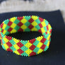 Art# K192 3+inch. Original Kayapo Traditional Peyote stitch Beaded Bracelet from Brazil.