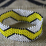 Art# K194 3.5+ inch. Original Kayapo Traditional Peyote stitch Beaded Bracelet from Brazil.