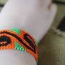 Art# K206 3+ inch. Original Kayapo Traditional Peyote stitch Beaded Bracelet from Brazil.