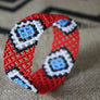 Art# K208 4 inch. Original Kayapo Traditional Peyote stitch Beaded Bracelet from Brazil.