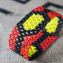 Art# K213 4 inch. Original Kayapo Traditional Peyote stitch Beaded Bracelet from Brazil.