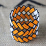 Art# K215 3 inch. Original Kayapo Traditional Peyote stitch Beaded Bracelet from Brazil.