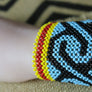 Art# K219 4 inch. Original Kayapo Traditional Peyote stitch Beaded Bracelet from Brazil.