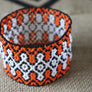Art# K220 3.5+ inch. Original Kayapo Traditional Peyote stitch Beaded Bracelet from Brazil.