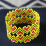 Art# K228 3.5+ inch. Original Kayapo Traditional Peyote stitch Beaded Bracelet from Brazil.