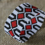Art# K261 3+ inch. Original Kayapo Traditional Peyote stitch Beaded Bracelet from Brazil.