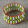 Art# K281 3+ inch. Original Kayapo Traditional Peyote stitch Beaded Bracelet from Brazil.