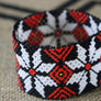 Art# K291 3.5+ inch. Original Kayapo Traditional Peyote stitch Beaded Bracelet from Brazil.