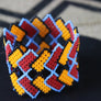 Art# K294 3+ inch. Original Kayapo Traditional Peyote stitch Beaded Bracelet from Brazil.