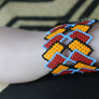 Art# K294 3+ inch. Original Kayapo Traditional Peyote stitch Beaded Bracelet from Brazil.