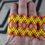 Art# K313 3+ inch. Original Kayapo Traditional Peyote stitch Beaded Bracelet from Brazil.