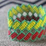 Art# K318 3+ inch. Original Kayapo Traditional Peyote stitch Beaded Bracelet from Brazil.