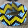 Art# K410 3+ inch. Original Kayapo Traditional Peyote stitch Beaded Bracelet from Brazil ITEM# K410