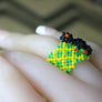 Art# K431 1 inch. Original Kayapo Traditional Peyote stitch Beaded Ring from Brazil