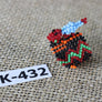 Art# K432 1 inch. Original Kayapo Traditional Peyote stitch Beaded Ring from Brazil