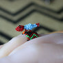 Art# K432 1 inch. Original Kayapo Traditional Peyote stitch Beaded Ring from Brazil