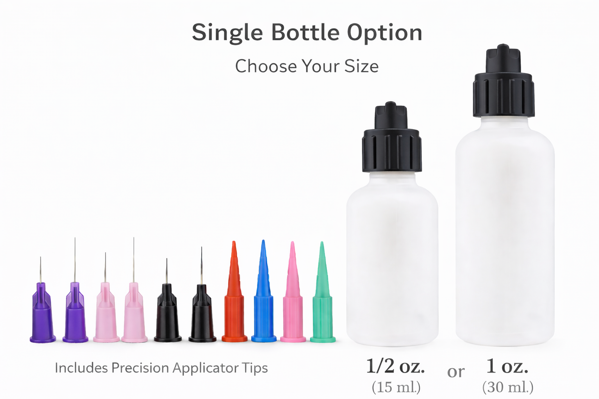 Precision Applicator Bottle Kit for Jagua & Henna – Squeeze Bottle with Tip Base and 10 Applicator Tips