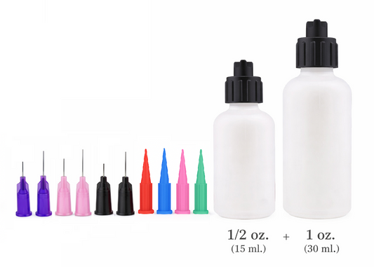 Precision Applicator Bottle Kit – 2 Pack Squeeze Bottles for Jagua, Henna, Ink, Paint & Glue (1/2 oz & 1 oz)