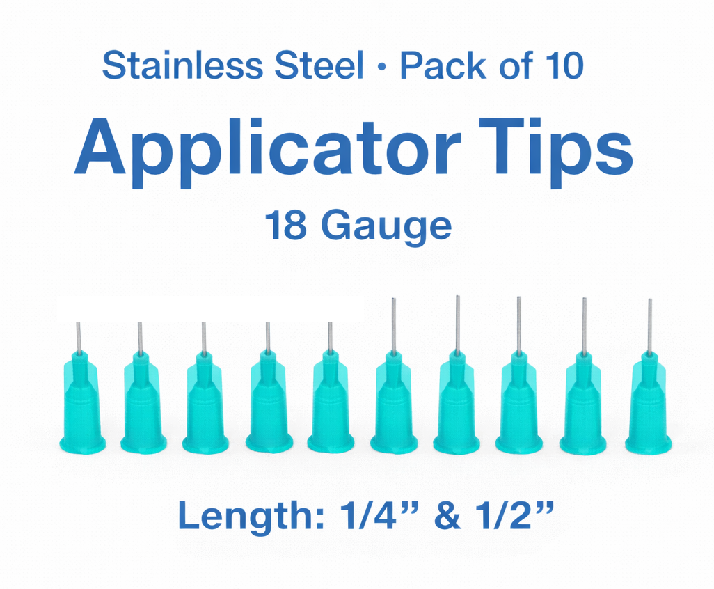 18 Gauge Precision Applicator Tips for Gel, Ink, Paint & Glue (10-Pack)
