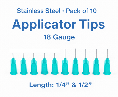 18 Gauge Precision Applicator Tips for Gel, Ink, Paint & Glue (10-Pack)