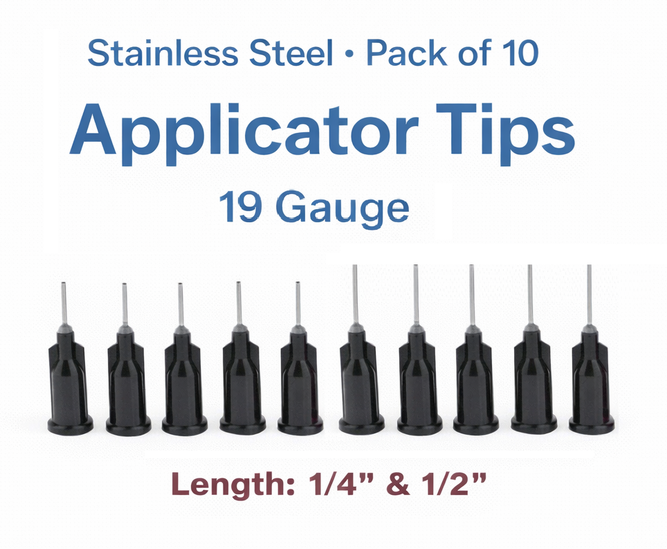 19 Gauge Precision Applicator Tips for Gel, Ink, Paint & Glue (10-Pack)