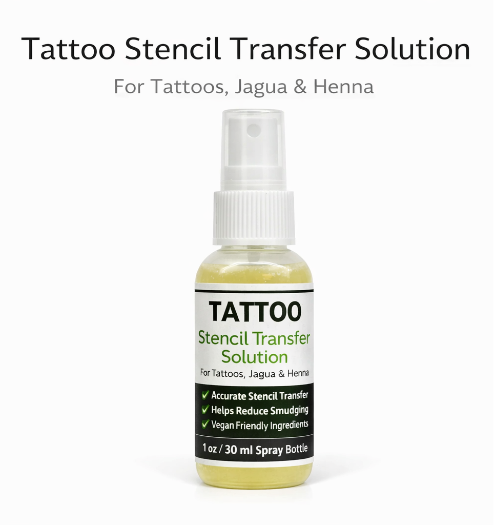 Tattoo Stencil Transfer Solution Spray - 1 oz  for Jagua, Henna & Tattoo Stencils