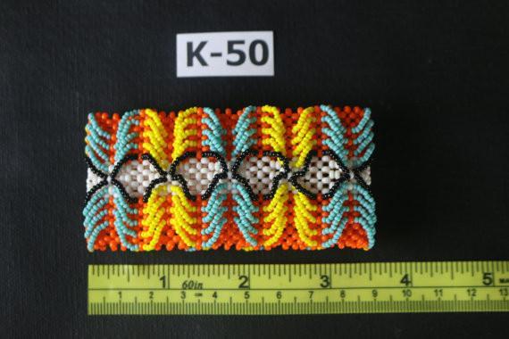 Art# K50 3.5 inch Original Kayapo Traditional Peyote stitch Beaded Bracelet from Brazil.