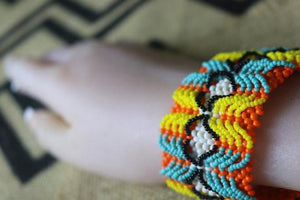 Art# K50 3.5 inch Original Kayapo Traditional Peyote stitch Beaded Bracelet from Brazil.