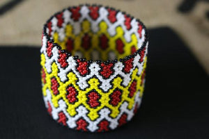 Art# K229 3 inch. Original Kayapo Traditional Peyote stitch Beaded Bracelet from Brazil.