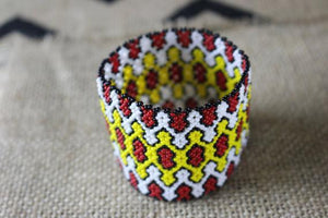 Art# K229 3 inch. Original Kayapo Traditional Peyote stitch Beaded Bracelet from Brazil.