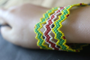 Art# K18  3+ inch. Original Kayapo Traditional Peyote stitch Beaded Bracelet from Brazil.