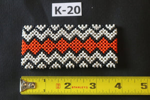 Art# K20 3.5+ inch. Original Kayapo Traditional Peyote stitch Beaded Bracelet from Brazil.