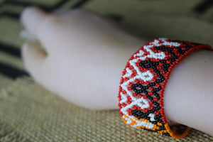Art# K30  3+ inch Original Kayapo Traditional Peyote stitch Beaded Bracelet from Brazil.