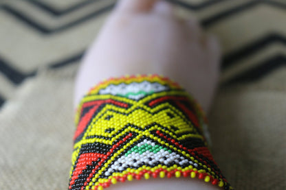 Art# K29 3.5+ inch Original Kayapo Traditional Peyote stitch Beaded Bracelet from Brazil.