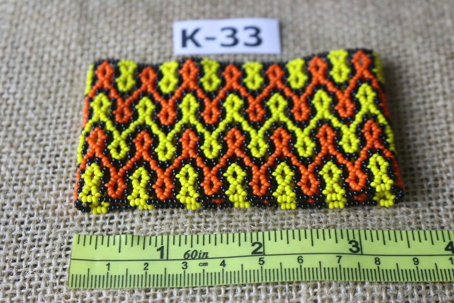 Art# K33  3.5 inch Original Kayapo Traditional Peyote stitch Beaded Bracelet from Brazil.