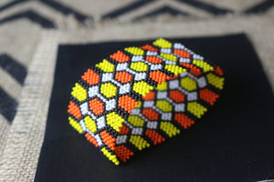 Art# K34 3.5 inch  Original Kayapo Traditional Peyote stitch Beaded Bracelet from Brazil.