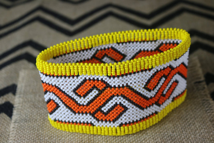 Art# K41  6 inch  Original Kayapo Traditional Peyote stitch Beaded Bracelet from Brazil.